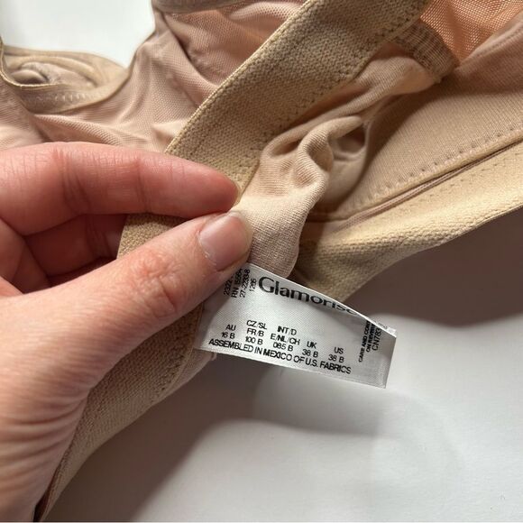 Glamorise Tan Full-Coverage unlined wire free wireless Bra 38B Adjustable Straps - Picture 5 of 7